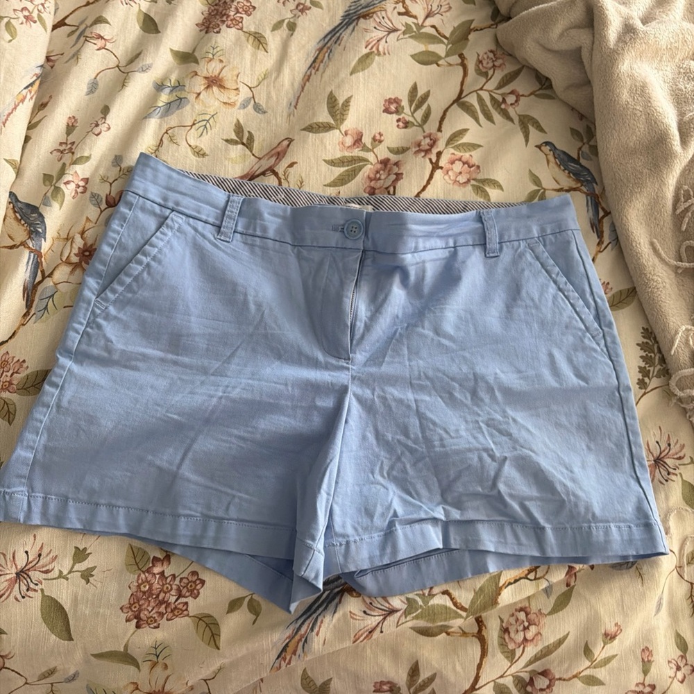 crown & ivy Light Blue Casual Cotton Blend Shorts
